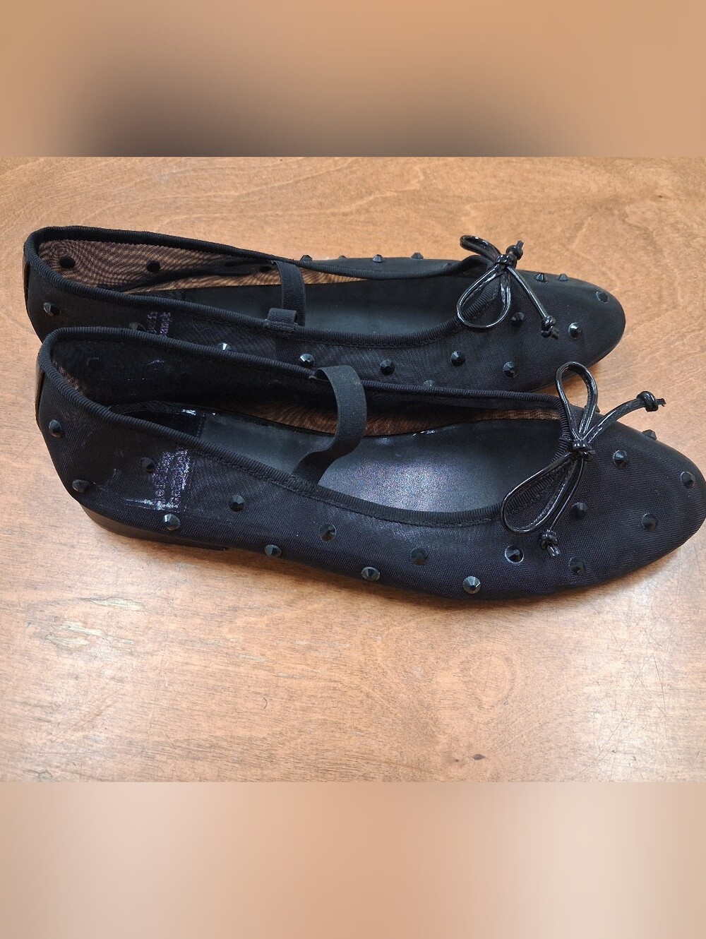 Jeffrey Campbell Perky Studded Mesh Mary Jane Ballet Flats Black Size 8